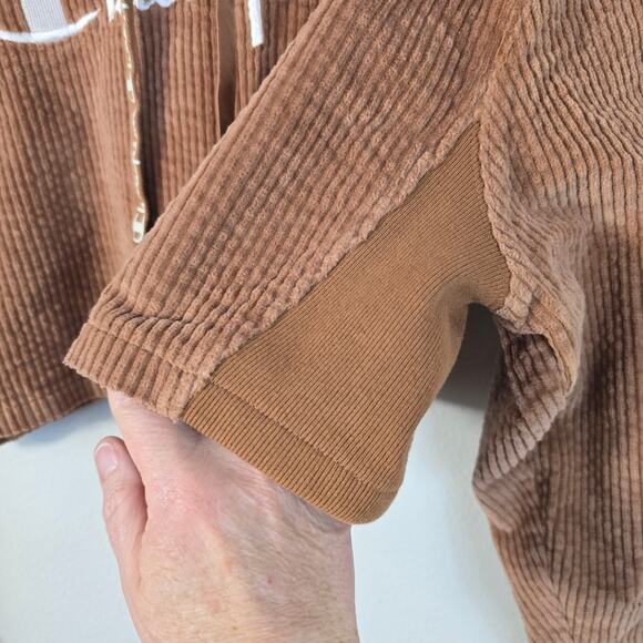 Champion Hoodie Women's XS Reverse Weave Brown Corduroy Cropped Y2K Athleisure - Picture 5 of 10